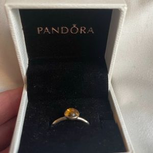 New in box Pandora November Birthstone Droplet Ring with Dome-Cut Citrine size 9